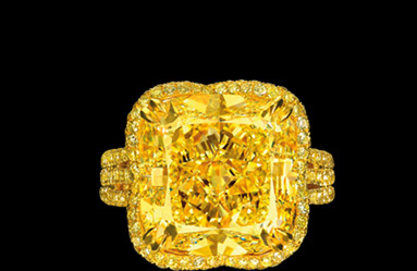 Yellow cushion cut diamond