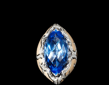Deep Blue Sea topaz with enameling and diamonds Deep Blue Sea topaz with enameling and diamonds